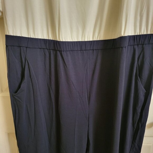 NWOT Brittany Humble Off-Shoulder Jumpsuit White & Navy Size 3X - Picture 4 of 13